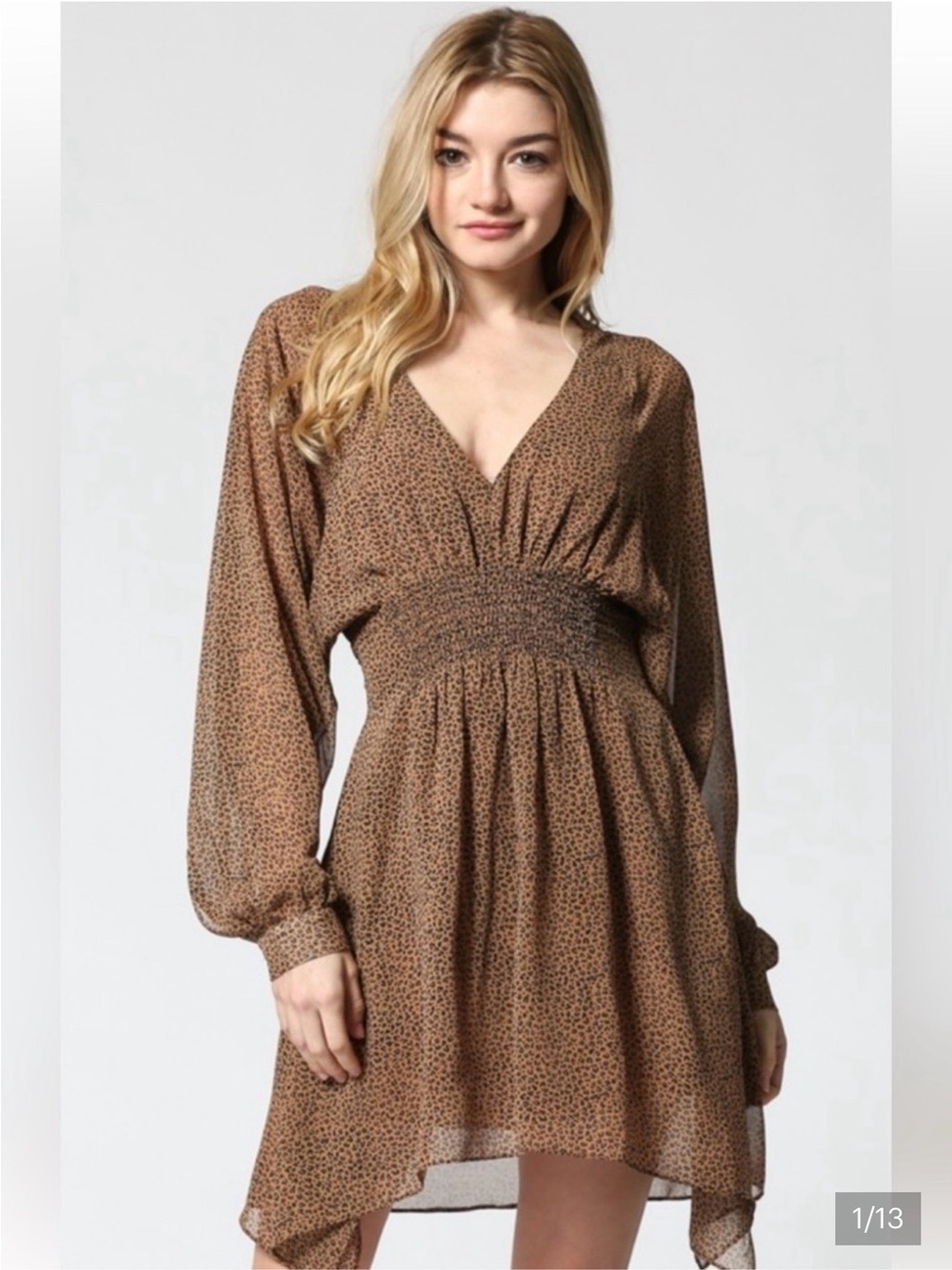 Fate Leopard Print Long Sleeve Dress